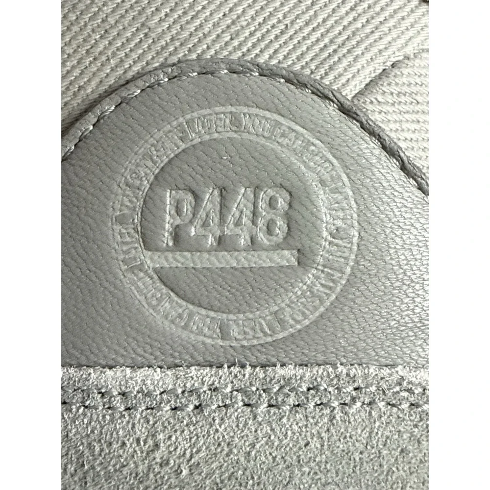 P448 Men's Ankle Boots Grey White Red Lace Up Logo Metal Eyelets EU 44 US‎ 11
